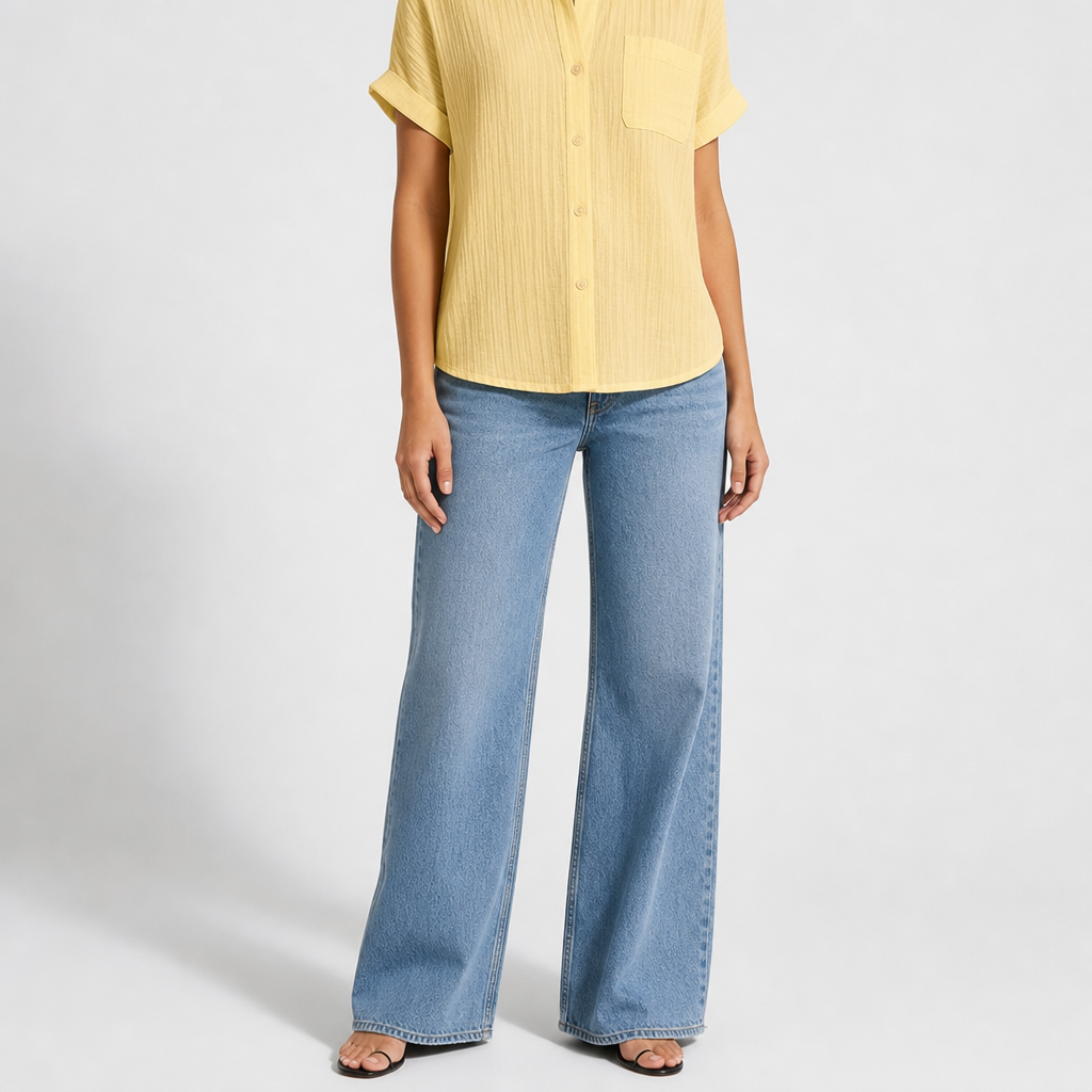 Albufeira Cotton Gauze Button-Down in Yellow