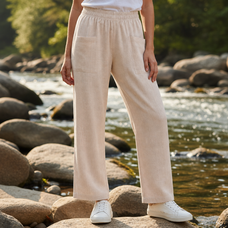 Milos Relaxed Linen Pants in Beige