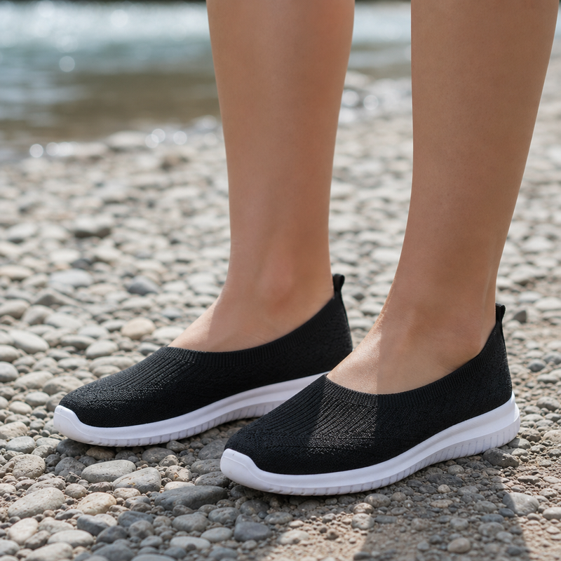 Mdina Knit Mesh Slip-On Sneakers in Black