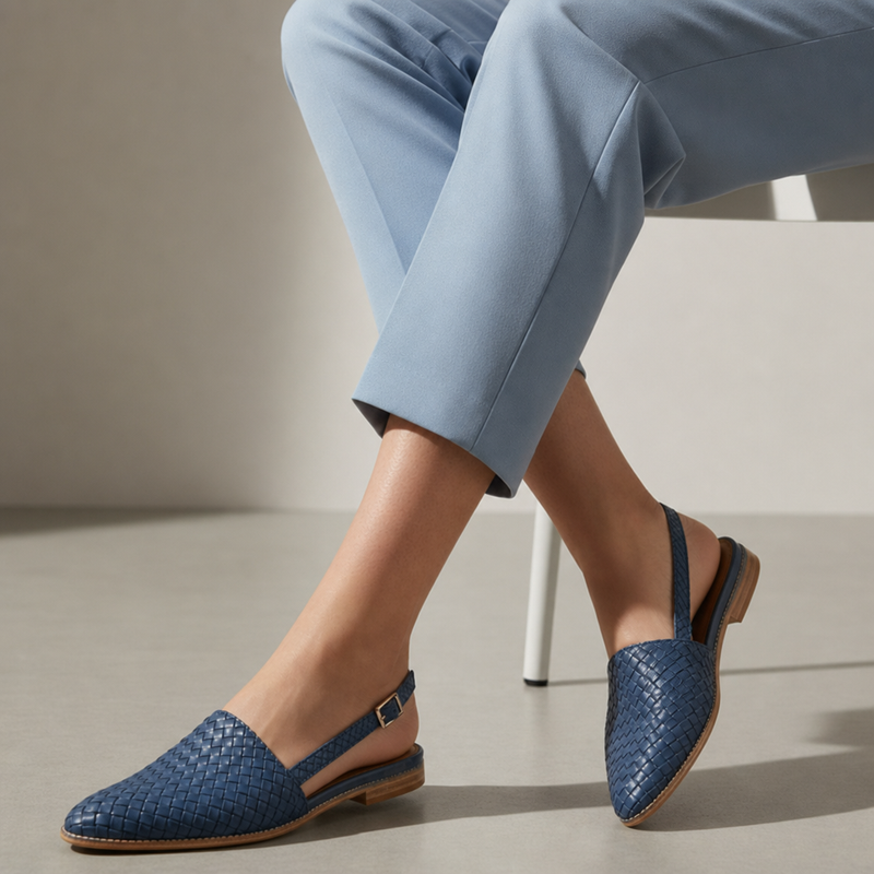 Birgu Woven Slingback Loafers in Blue