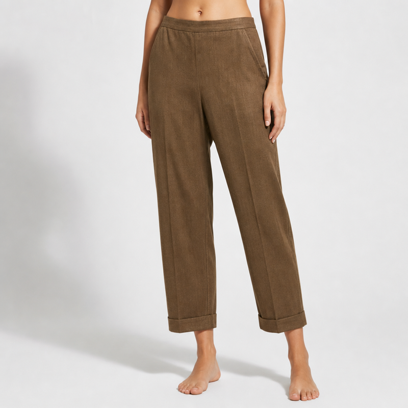 Fiesole Cropped Linen Pants in Coffee Brown