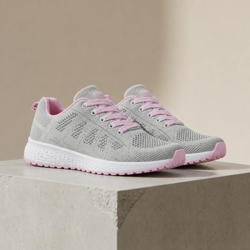 Hyeres Mesh Lace-Up Sneakers in Grayish Pink