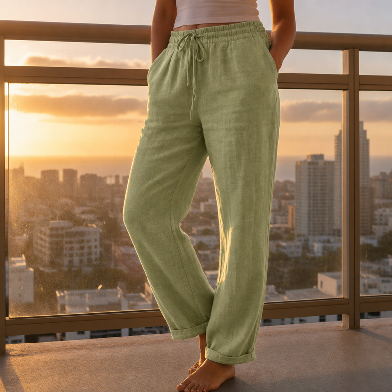 Trujillo Relaxed Linen Pants in Green