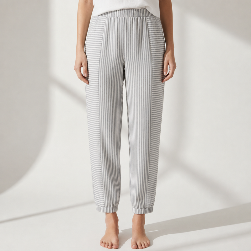 Sorrento Striped Jogger Pants in Light Gray