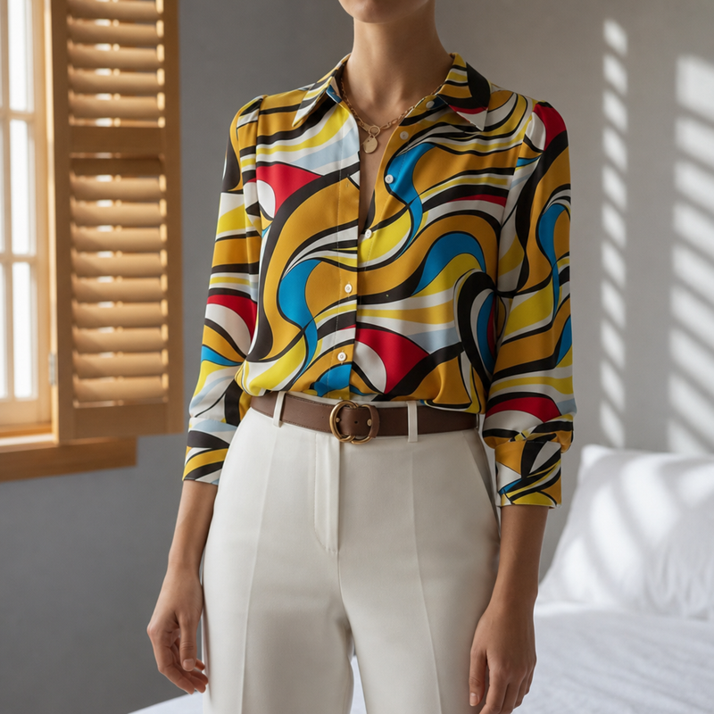 Alicante Geometric Print Blouse in Multi