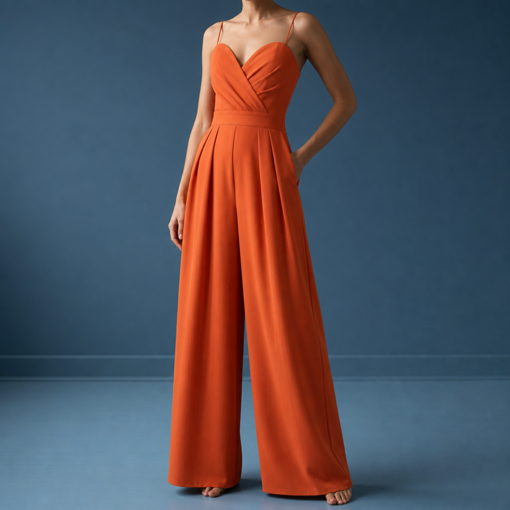 Avignon Sweetheart Wide Leg Jumpsuit in Orange