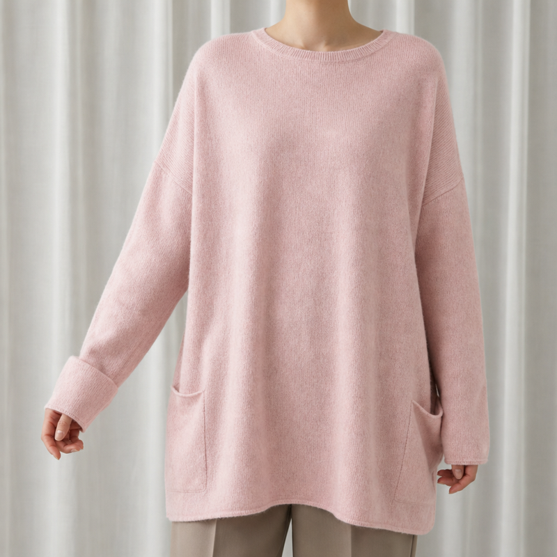 Perugia Relaxed Tunic Sweater in Pink