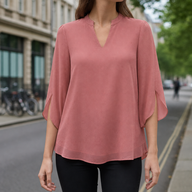 Montalcino Split Sleeve Tunic Blouse in Pink