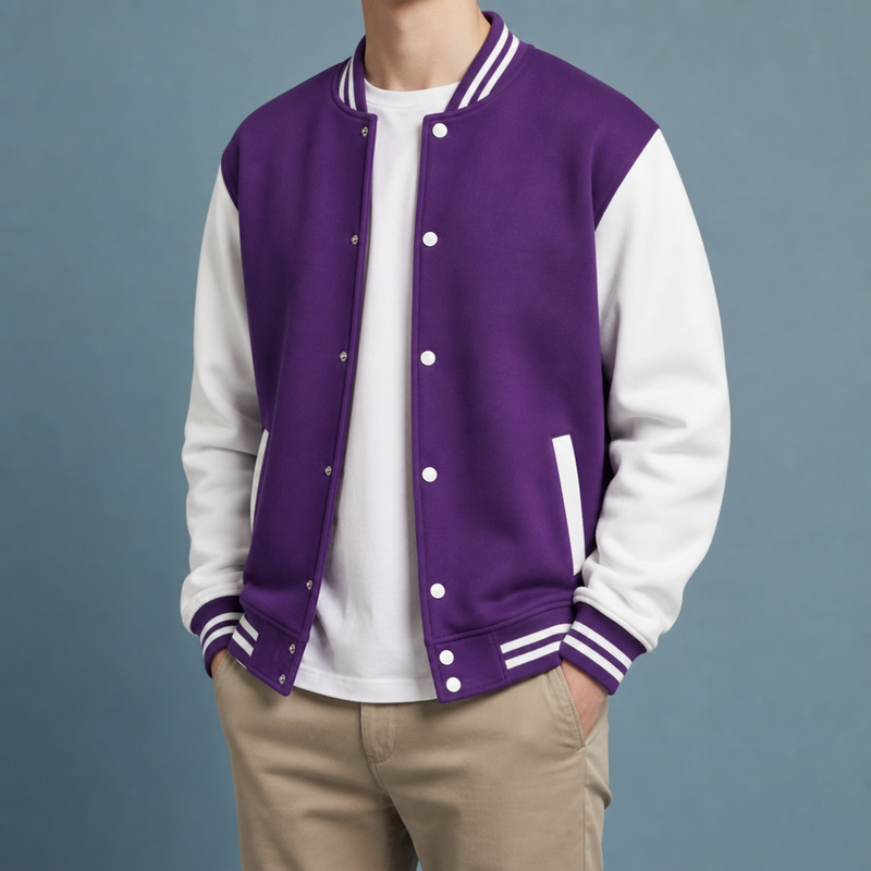 Porec Varsity Letterman Jacket in Purple