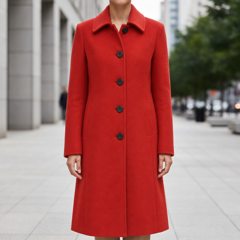 Tavira Structured Wool Coat in Red