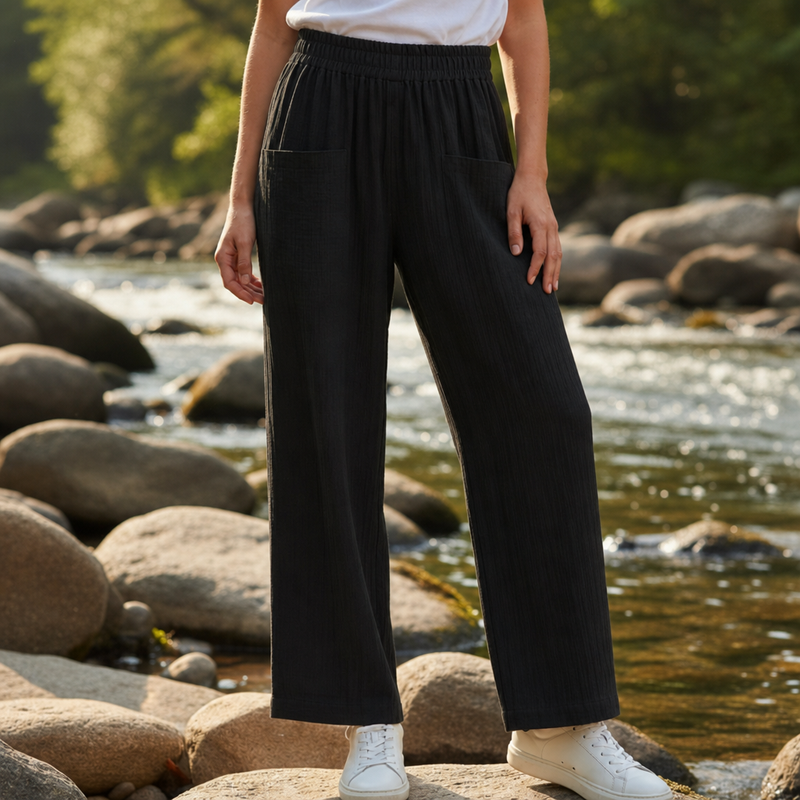 Milos Relaxed Linen Pants in Black