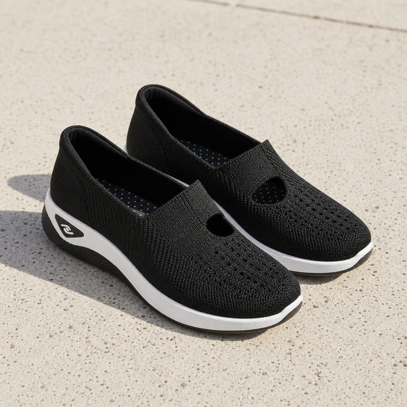 Estepona Orthopedic Knit Slip-Ons in Black