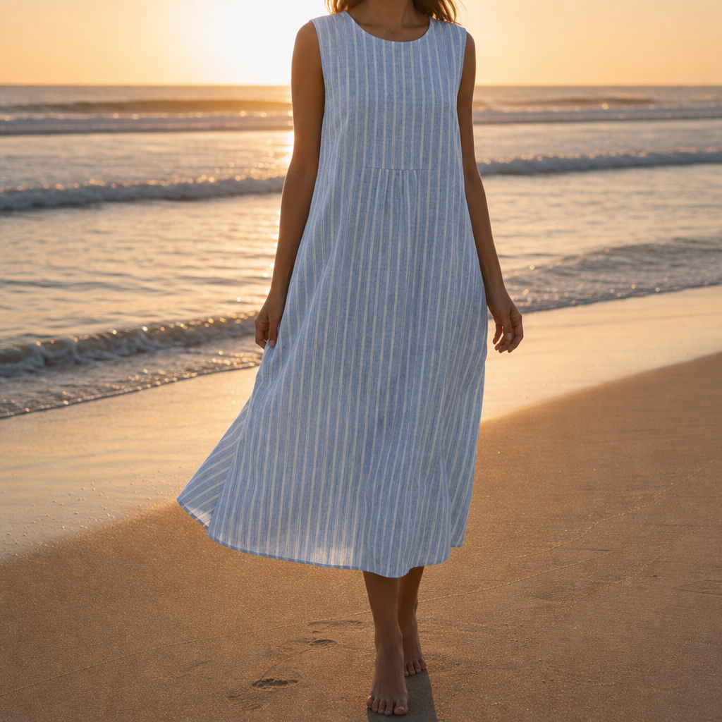 Alassio Plaid Tiered Midi Dress in Blue 3
