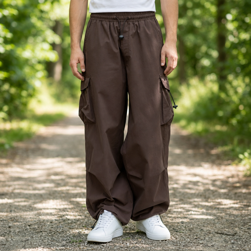 Noto Wide Leg Cargo Pants in Brown