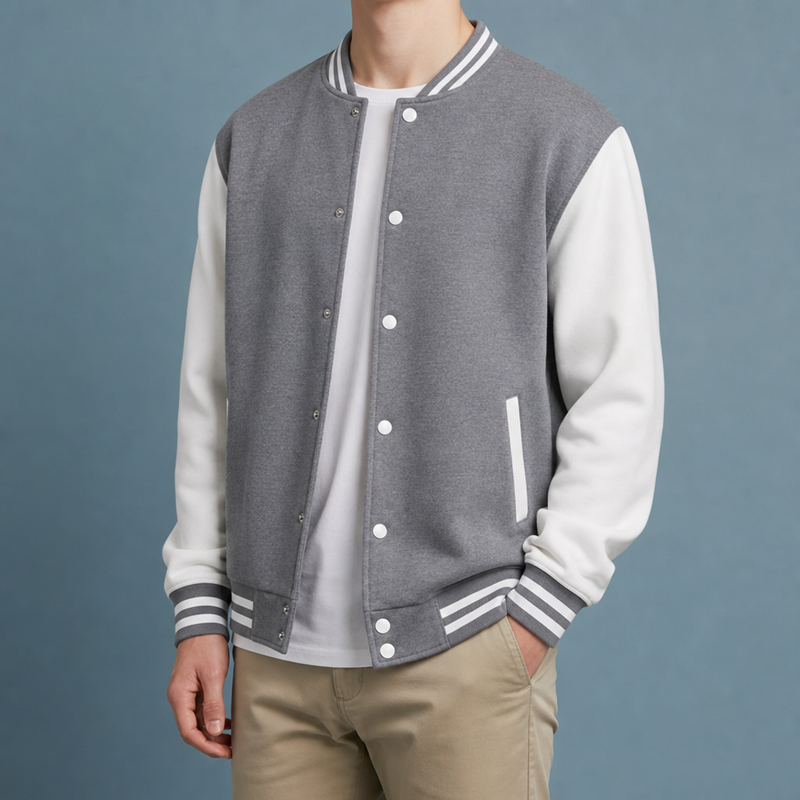 Porec Varsity Letterman Jacket in Gray