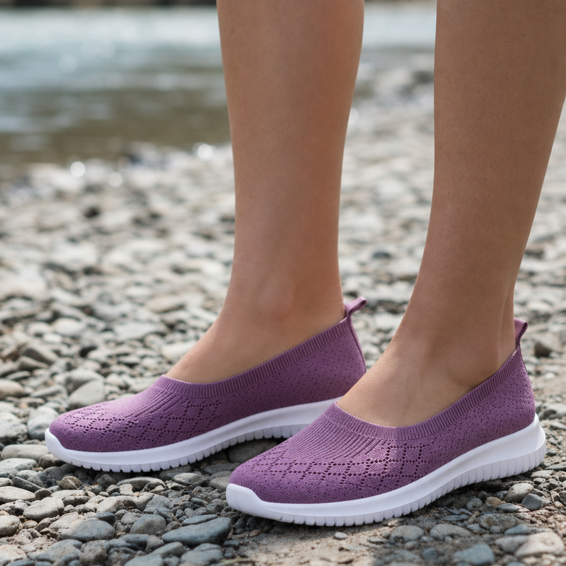 Mdina Knit Mesh Slip-On Sneakers in Purple