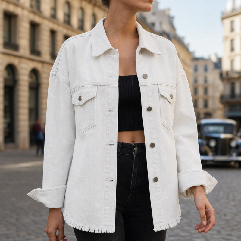 Comporta Oversized Denim Jacket in White