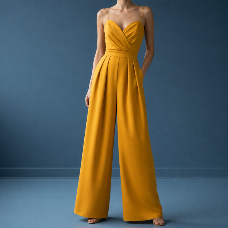 Avignon Sweetheart Wide Leg Jumpsuit in Yellow