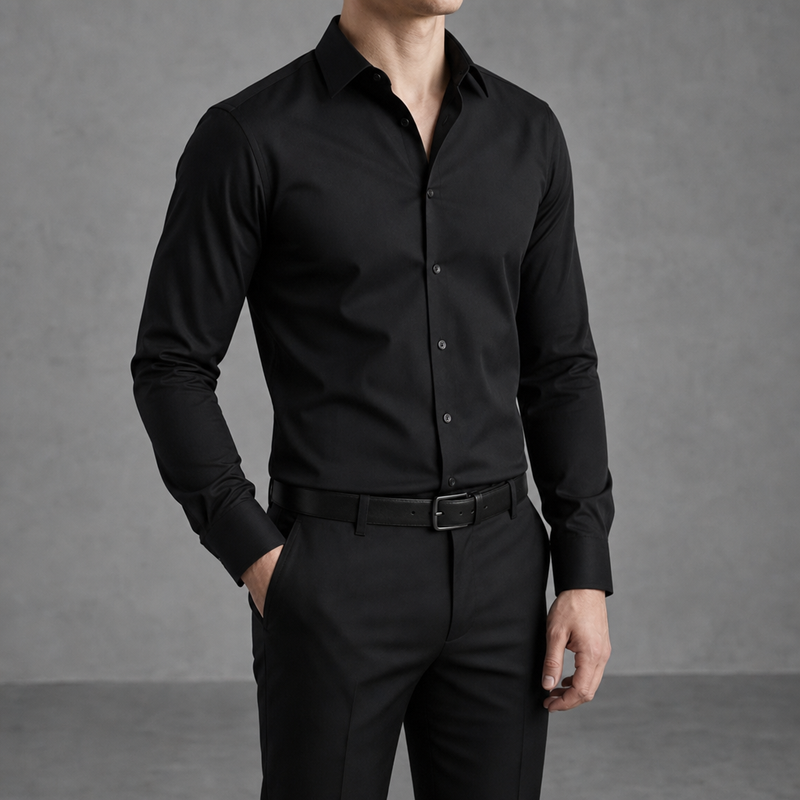 Oviedo Slim Fit Dress Shirt in Black