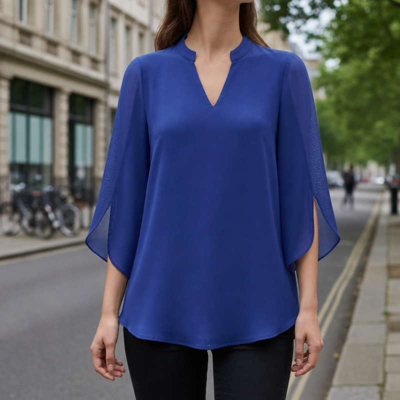 Montalcino Split Sleeve Tunic Blouse in Blue