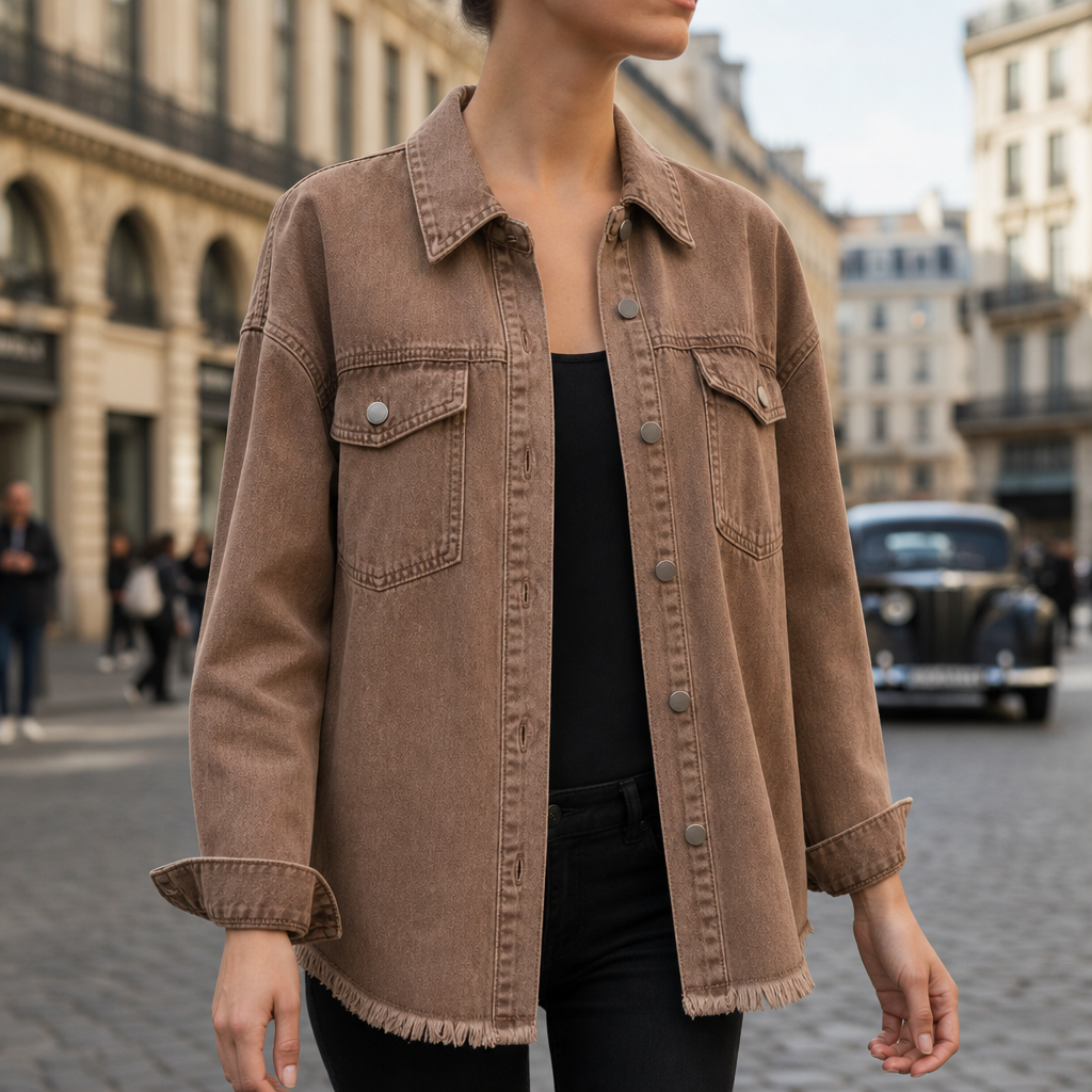 Comporta Oversized Denim Jacket in Brown