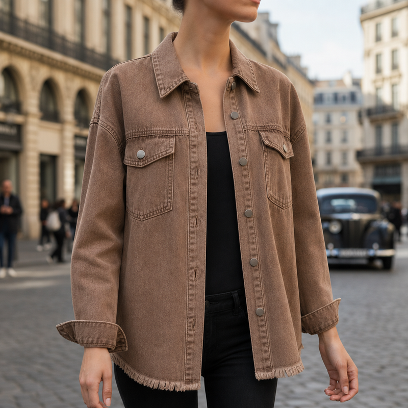 Comporta Oversized Denim Jacket in Brown