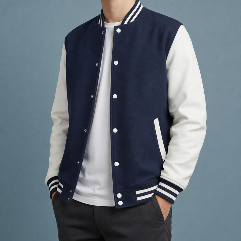 Porec Varsity Letterman Jacket in Marine blaue