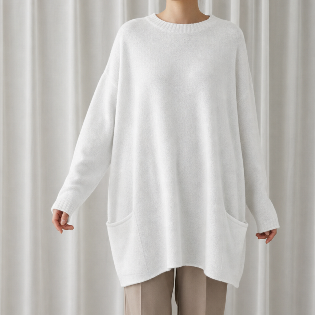 Perugia Relaxed Tunic Sweater in White