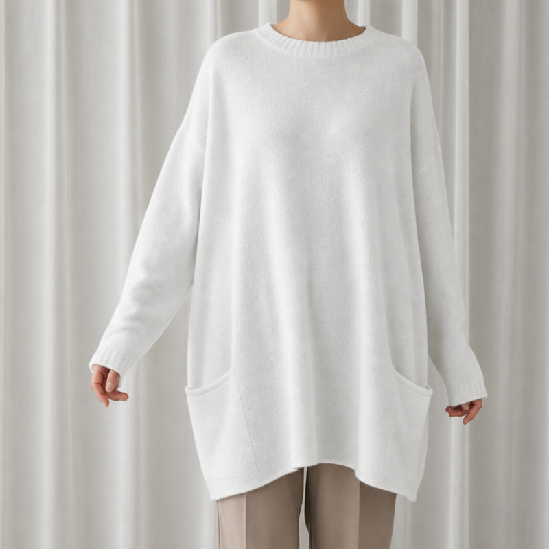 Perugia Relaxed Tunic Sweater in White