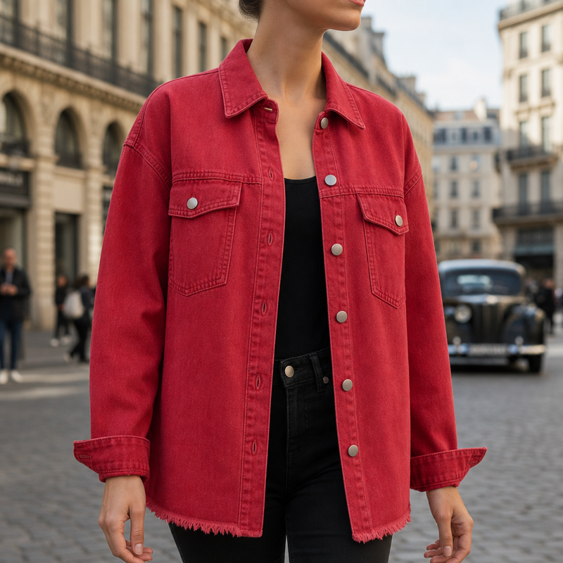 Comporta Oversized Denim Jacket in Red