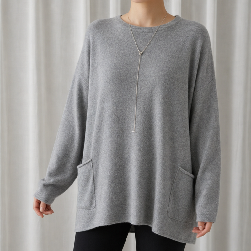Perugia Relaxed Tunic Sweater in Gray