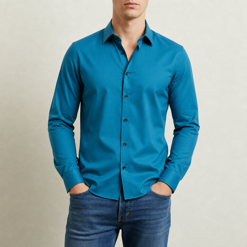 Formentor Slim Fit Dress Shirt in Turquoise