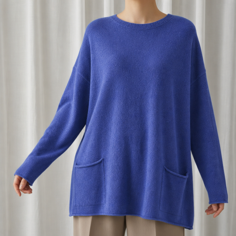 Perugia Relaxed Tunic Sweater in Blue