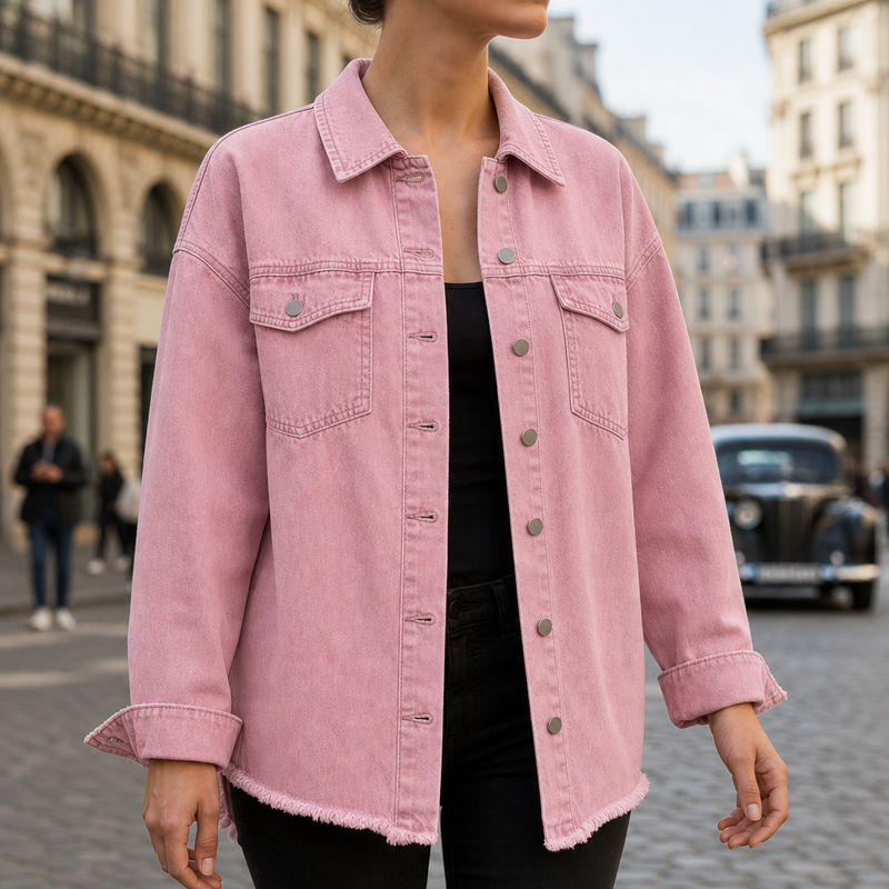 Comporta Oversized Denim Jacket in Pink