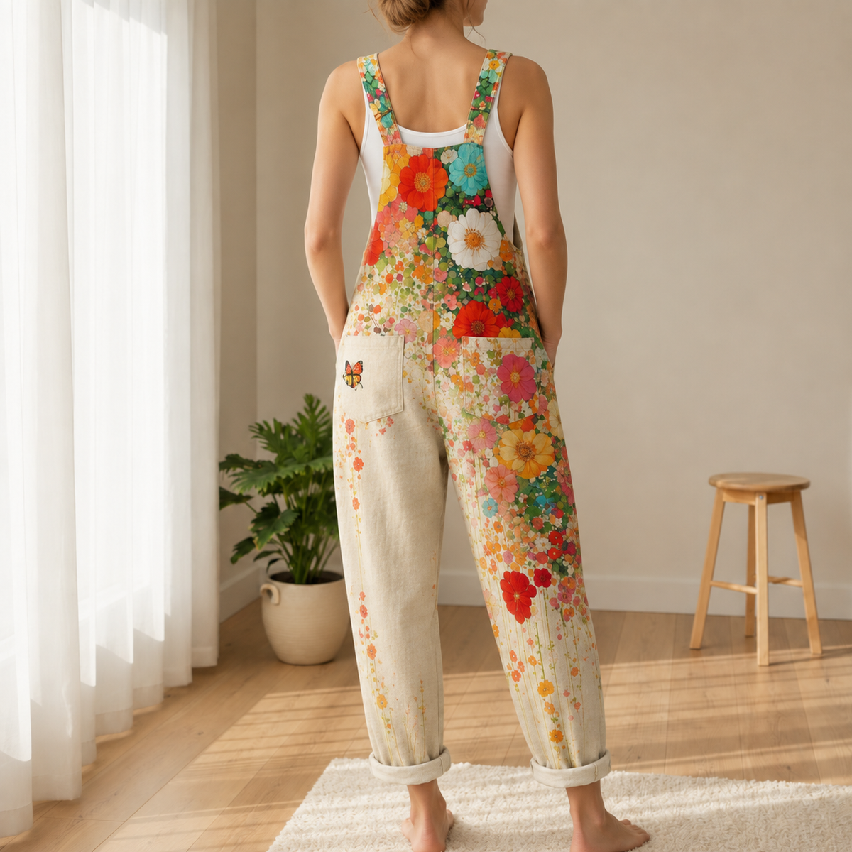 Ajaccio Floral Print Dungaree Jumpsuit