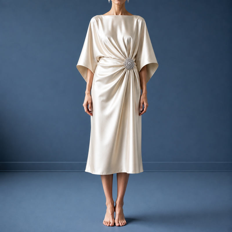 Rapallo Satin Batwing Midi Dress