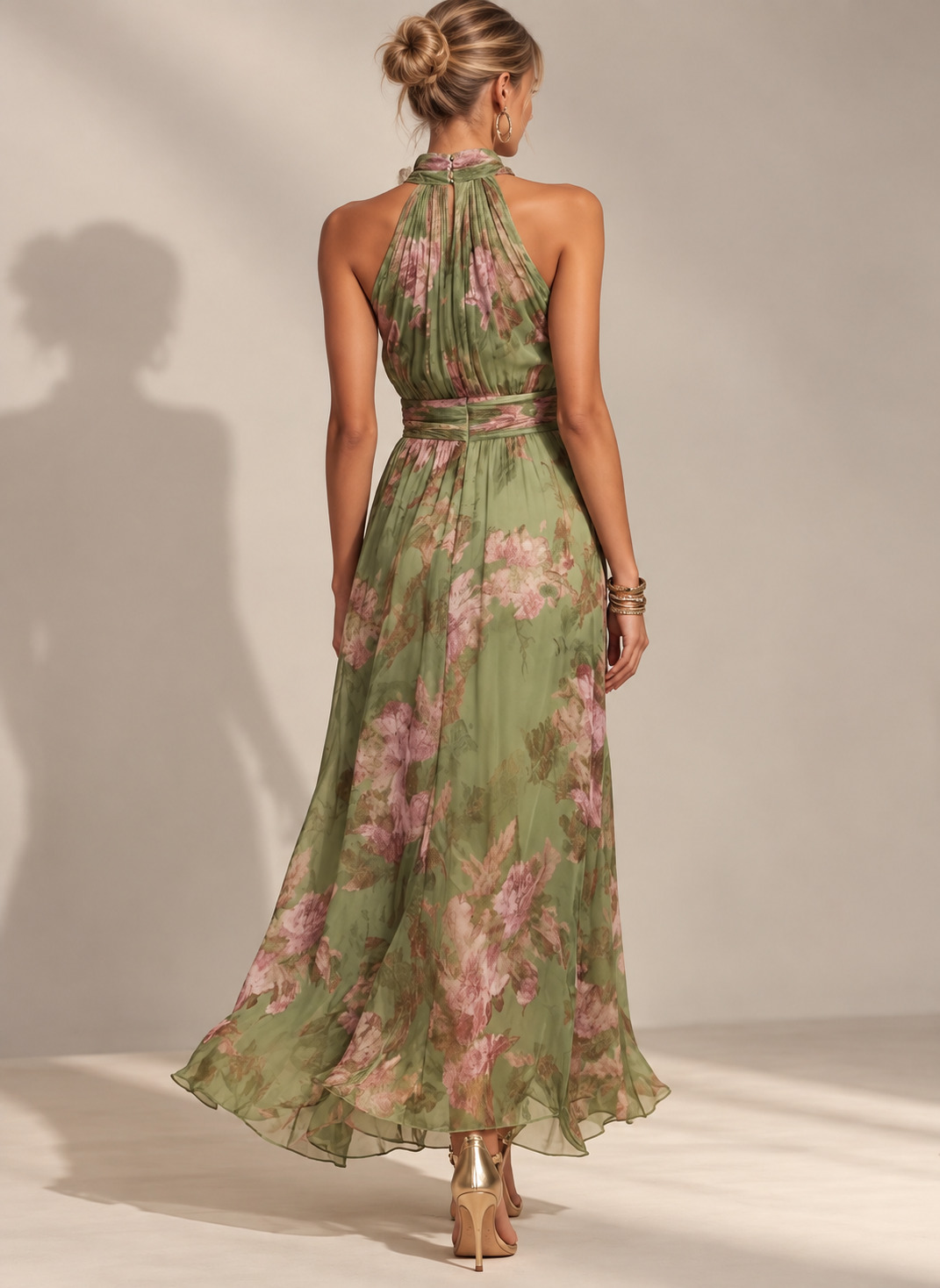 Birgu Floral Halter Maxi Dress