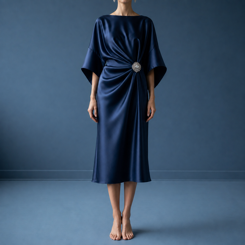 Rapallo Satin Batwing Midi Dress