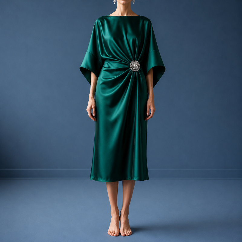 Rapallo Satin Batwing Midi Dress