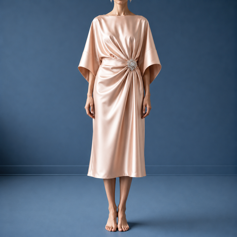 Rapallo Satin Batwing Midi Dress