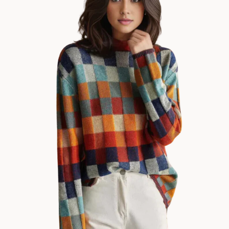 Cefalu Patchwork Turtleneck Sweater