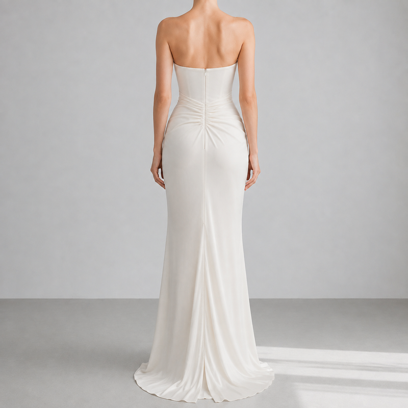 Mijas Strapless Draped Corset Gown