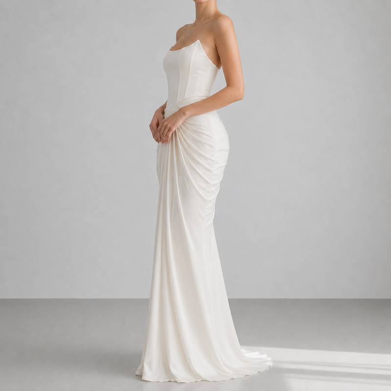 Mijas Strapless Draped Corset Gown