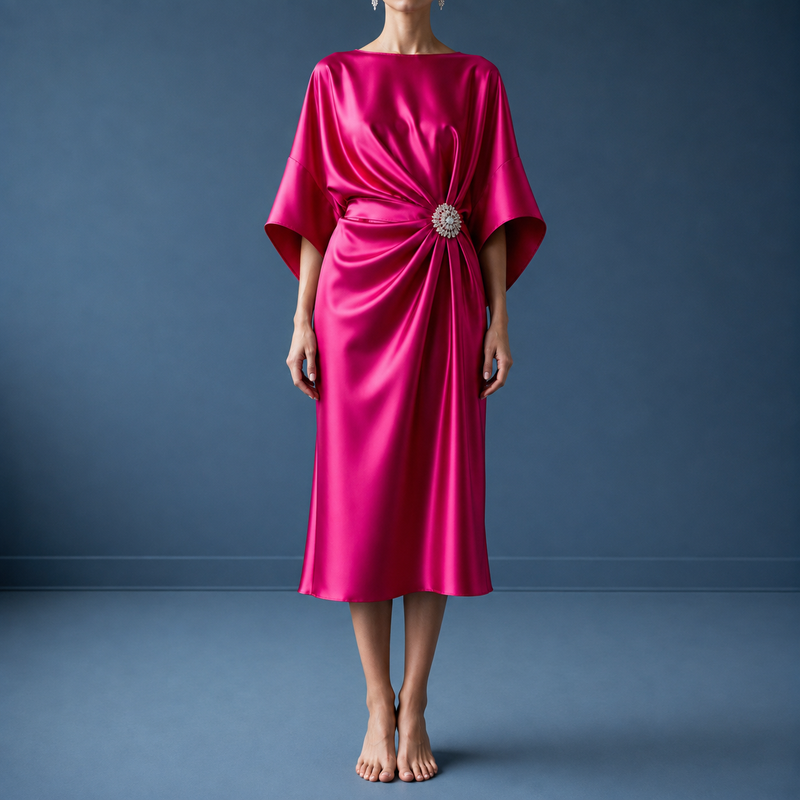 Rapallo Satin Batwing Midi Dress
