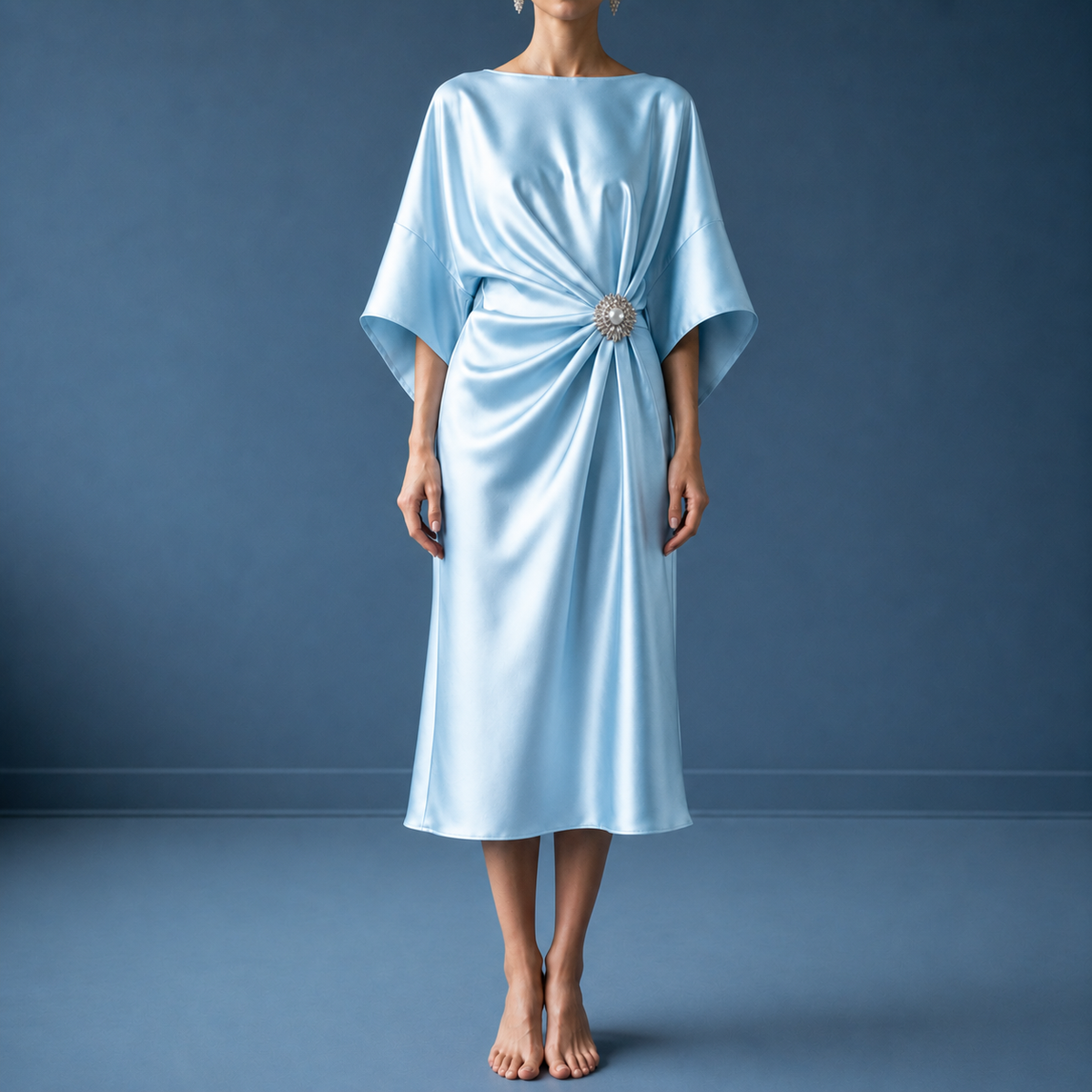 Rapallo Satin Batwing Midi Dress