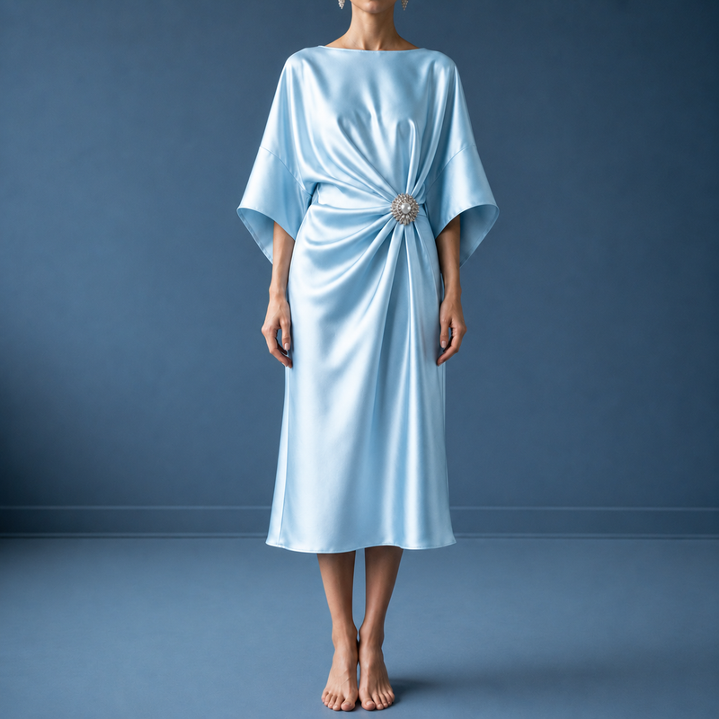 Rapallo Satin Batwing Midi Dress