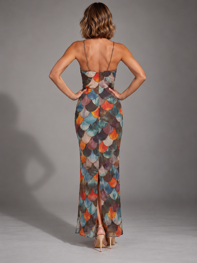 Baeza Scale Print Halter Maxi Dress