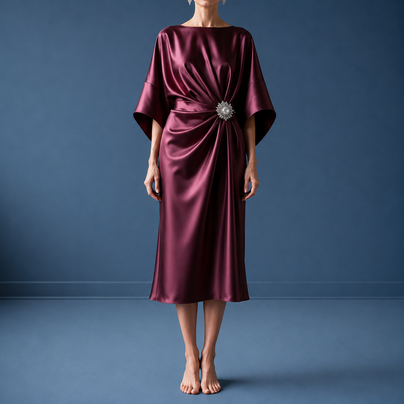 Rapallo Satin Batwing Midi Dress