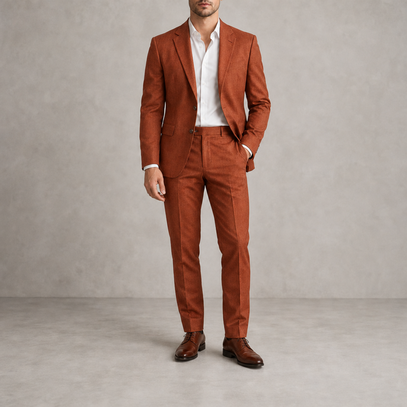 Aegina Linen Suit Set in Orange
