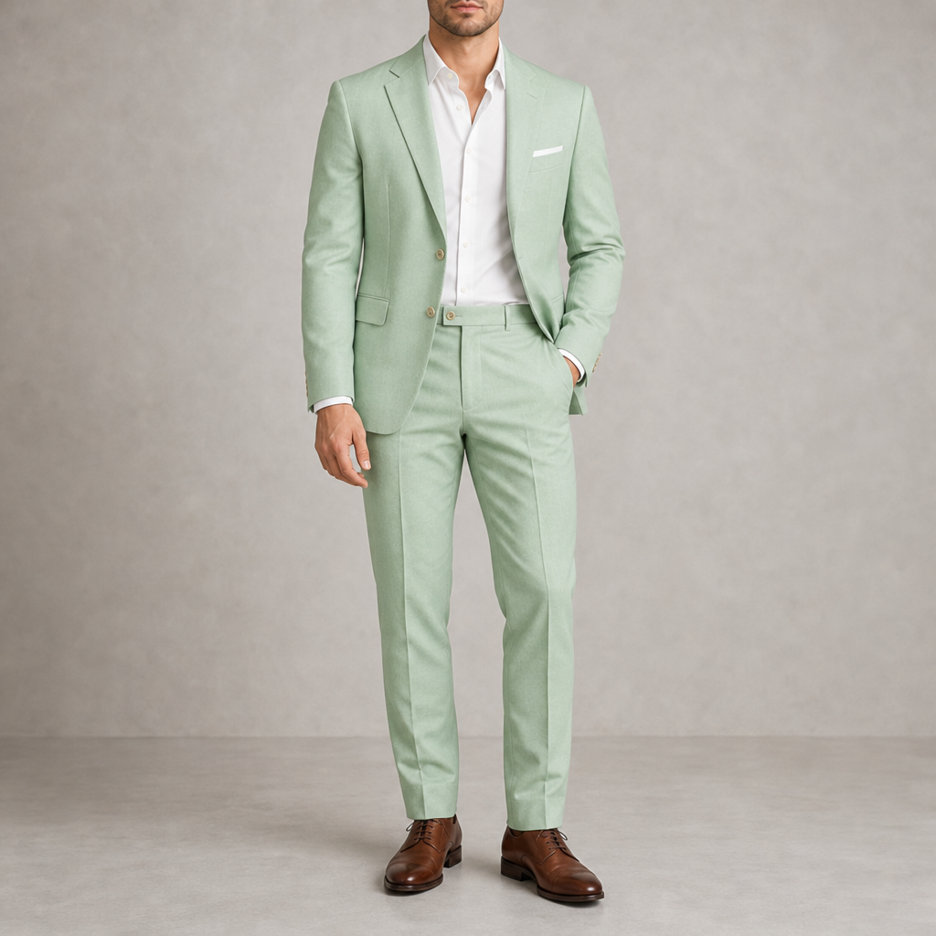 Aegina Linen Suit Set in Sage Green
